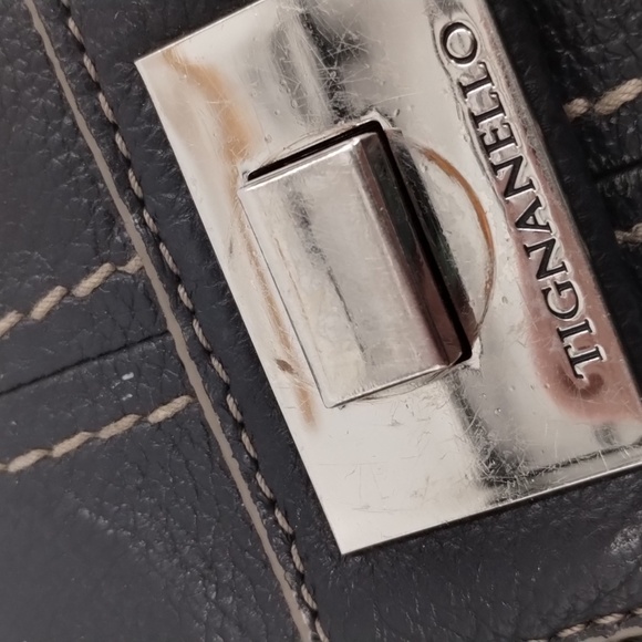 Tignanello Crossbody Bag Purse black soft leather 3 compartments  adj strap - Picture 6 of 12